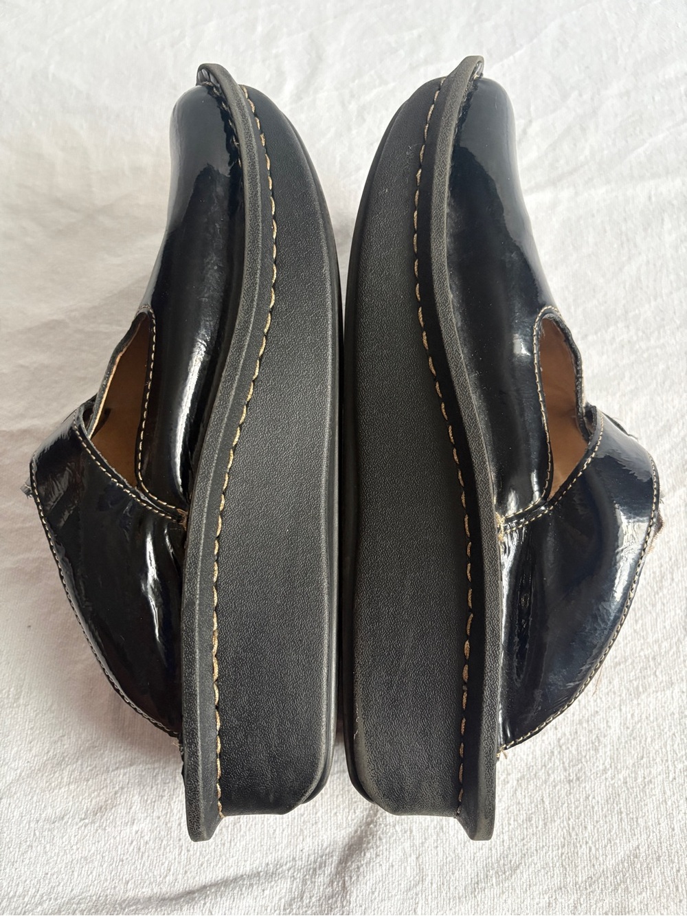 Alegria Black Patent Moccasin Clogs with Buckle - Picture 2 of 15